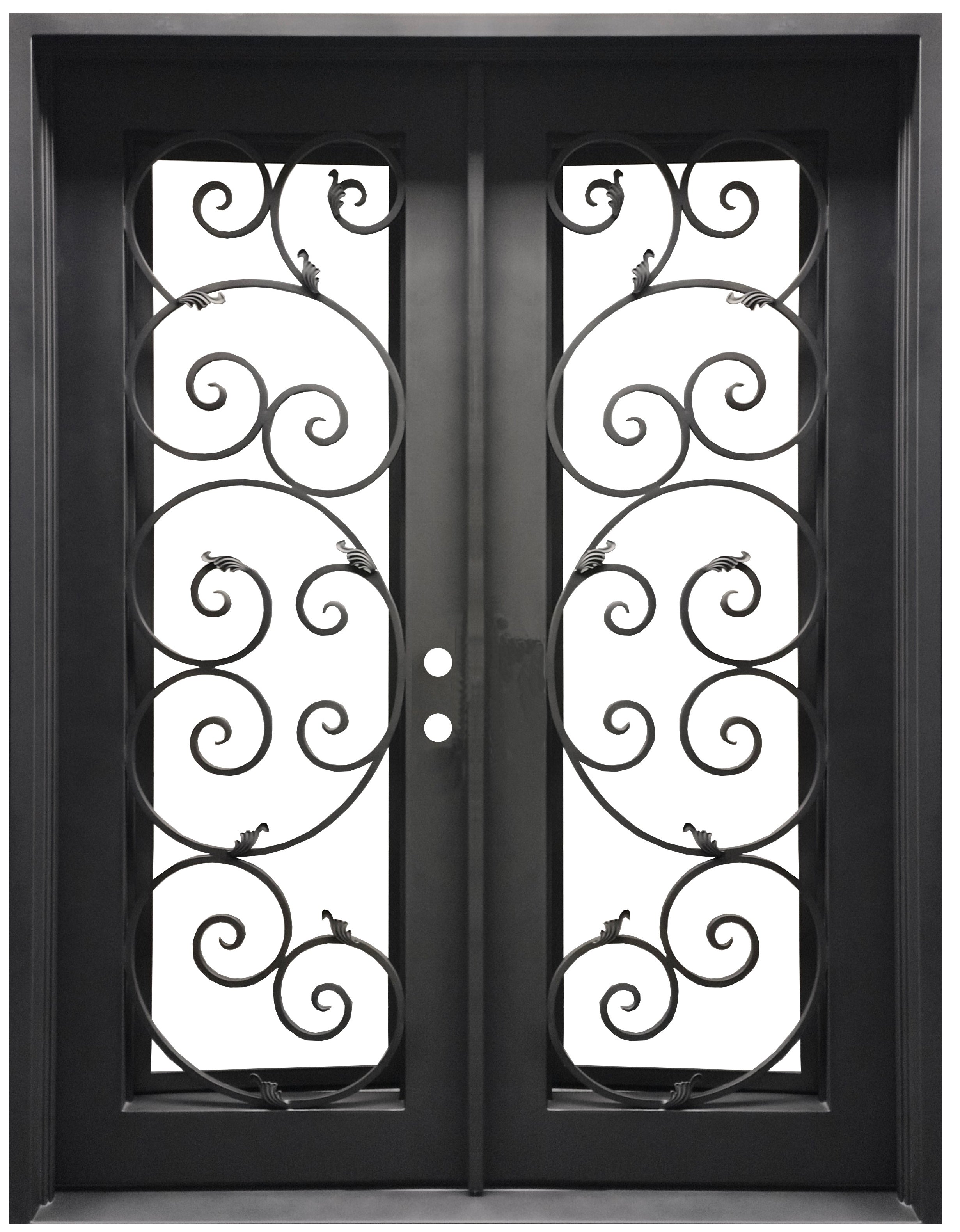 Lily 6/0x8/0 Exterior Wrought Iron Prehung Double Door