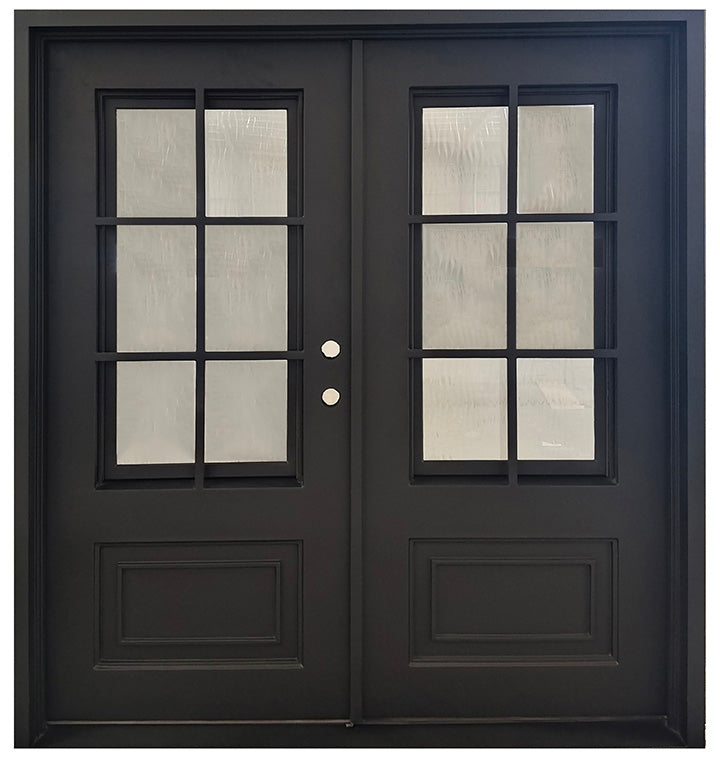 6 ft. x 6 ft. 8 in. 6 Lite Wrought Iron Prehung Front Door