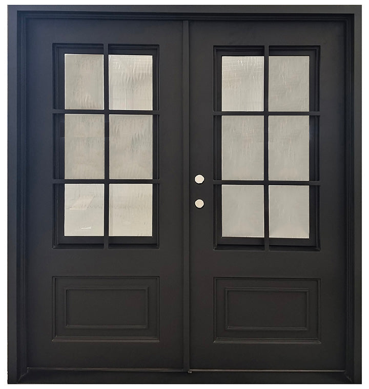6 ft. x 6 ft. 8 in. 6 Lite Wrought Iron Prehung Front Door