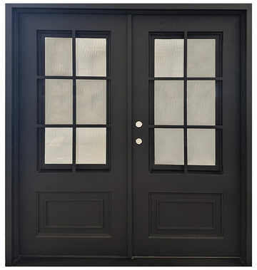6 ft. x 6 ft. 8 in. 6 Lite Wrought Iron Prehung Front Door