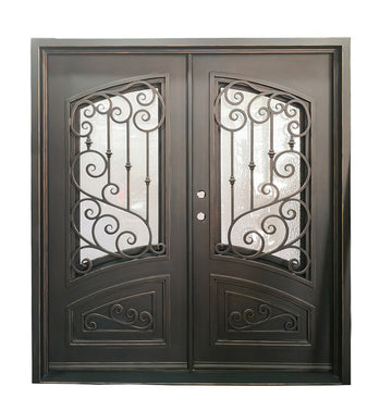 Bette 6 ft. x 6 ft. 8 in. Double Wrought Iron Prehung Front Door