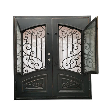 Bette 6 ft. x 6 ft. 8 in. Double Wrought Iron Prehung Front Door