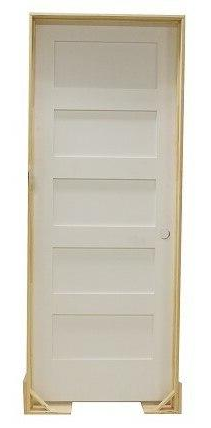 Puerta interior precolgada de MDF con imprimación y núcleo sólido de 5 paneles, estilo Shaker, de 24 in x 6 ft 8 in
