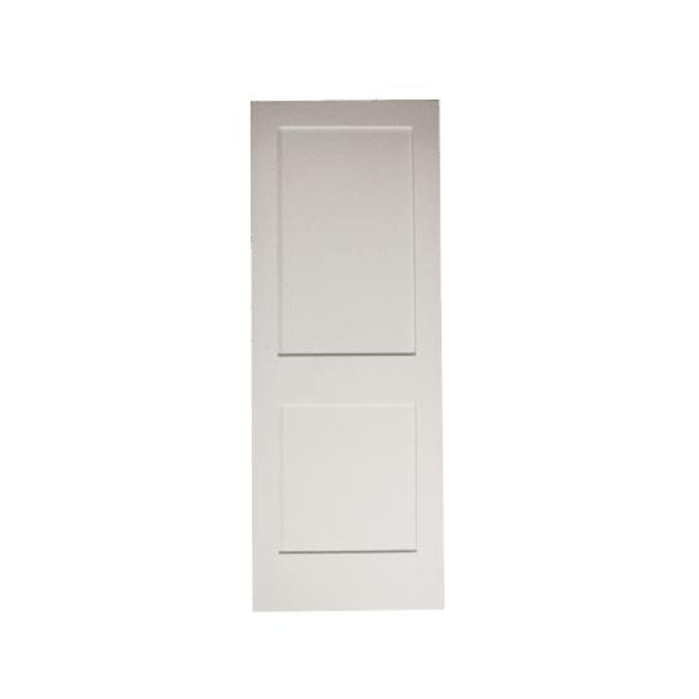 24 in. x 6 ft. 8 in. White Shaker 2-Panel Solid Core Primed MDF Interior Door Slab