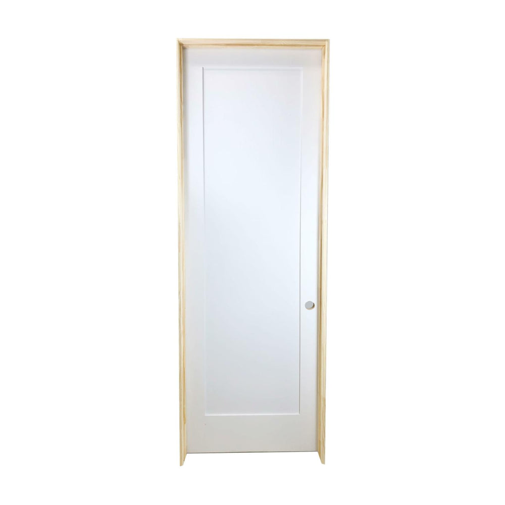 Puerta interior precolgada de MDF con imprimación de núcleo sólido Shaker de 1 panel, color blanco, de 24 pulgadas x 8 pies
