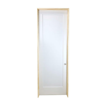 Puerta interior precolgada de MDF con imprimación de núcleo sólido Shaker de 1 panel, color blanco, de 24 pulgadas x 8 pies