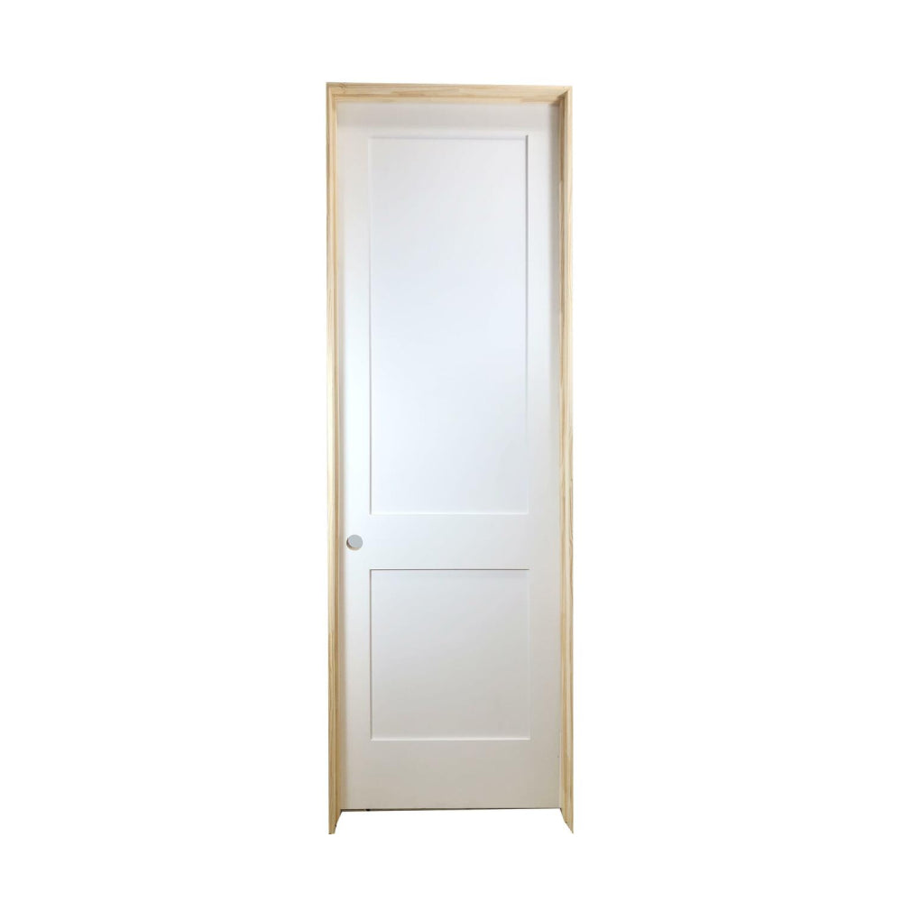 24 in. x 8 ft. White 2-Panel Shaker Solid Core Primed MDF Prehung Interior Door