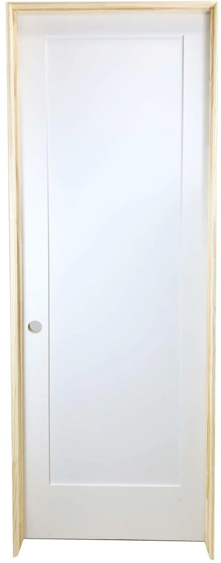 30 in. x 6ft. 8in. White 1-Panel Shaker Solid Core Primed MDF Prehung Interior Door Main Layout Photo