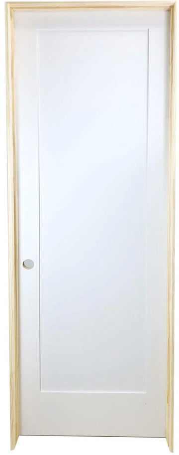 30 in. x 6ft. 8in. White 1-Panel Shaker Solid Core Primed MDF Prehung Interior Door Main Layout Photo