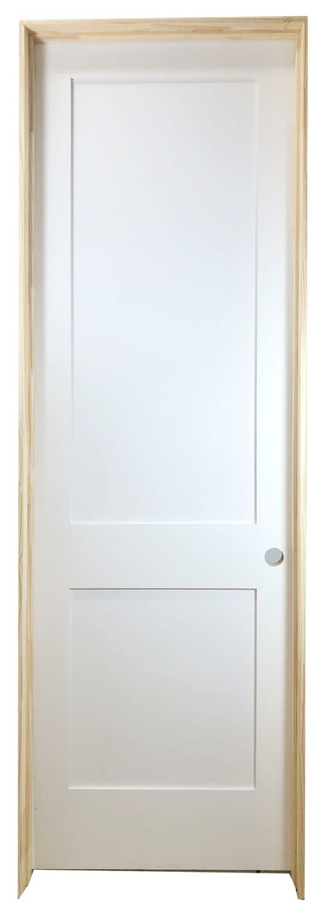 28 in. x 8 ft. White 2-Panel Shaker Solid Core Primed MDF Prehung Interior Door