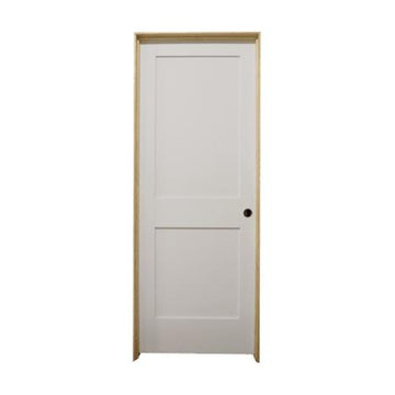 Puerta interior precolgada de MDF con núcleo sólido, imprimada, de 2 paneles, de color blanco, de 28 in x 6 ft 8 in