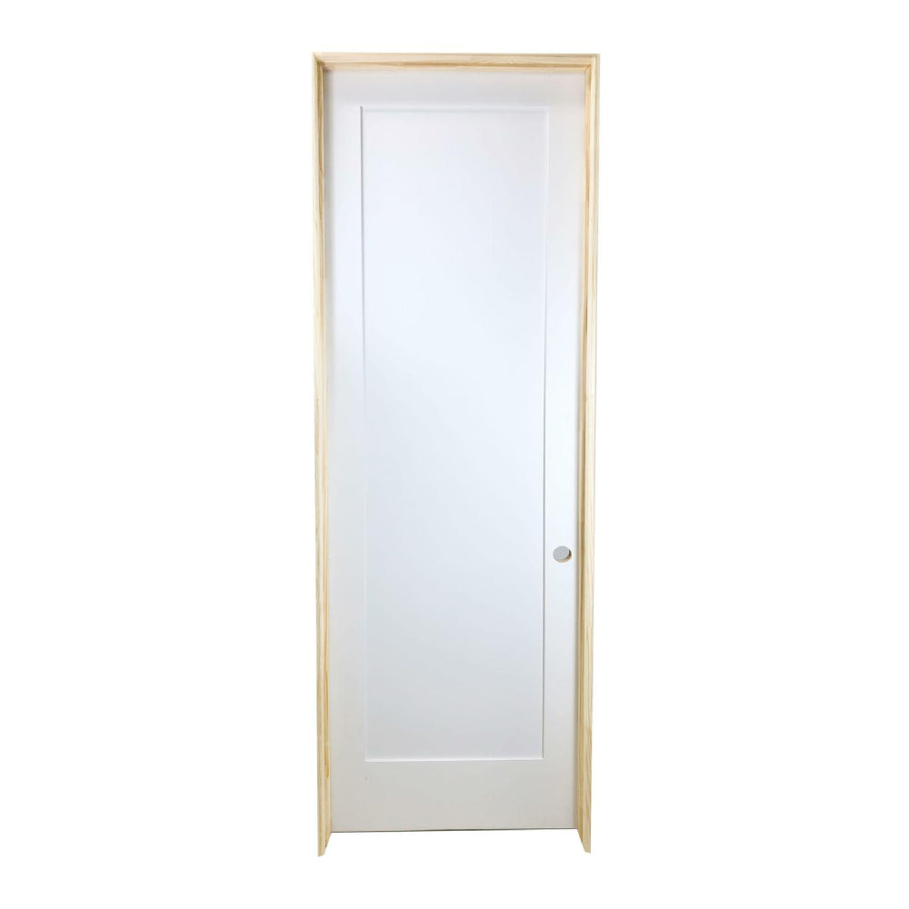 Puerta interior precolgada de MDF con imprimación de núcleo sólido Shaker de 28 in x 8 ft, color blanco, de un panel