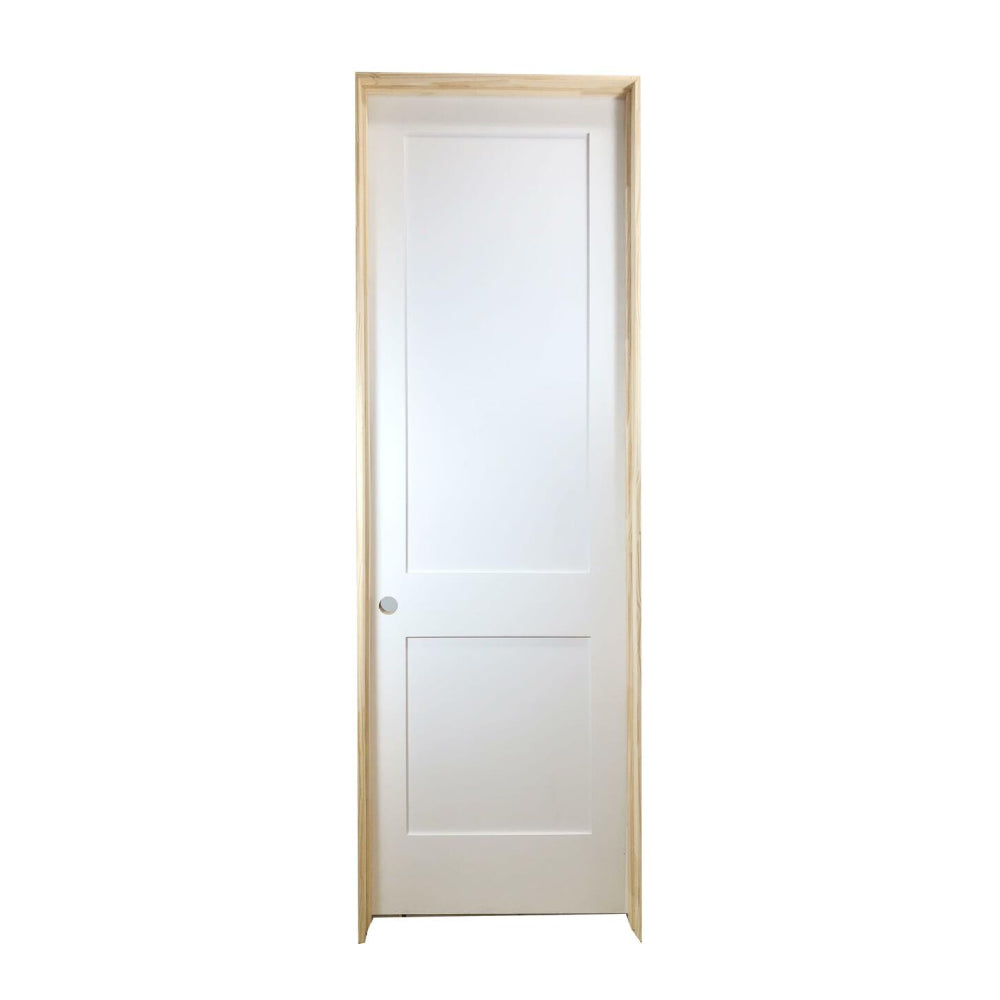 Puerta interior precolgada de MDF con núcleo sólido, imprimada, de 2 paneles, color blanco, de 28 in x 8 ft