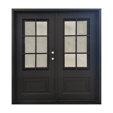 6 ft. x 6 ft. 8 in. 6 Lite Wrought Iron Prehung Front Door