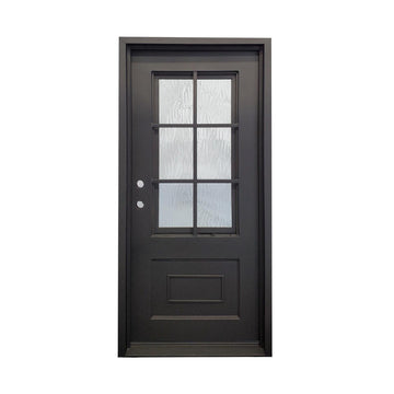 Puerta exterior de hierro forjado de 6 paneles de 3 pies x 6 pies 8 pulgadas