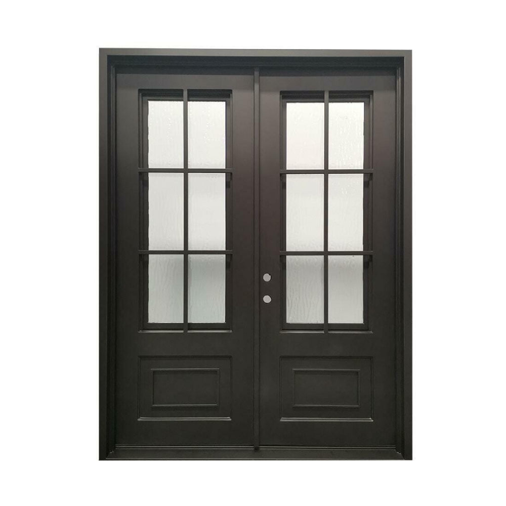 6ft. x 8ft. 6 Lite Double Wrought Iron Door