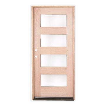 3 ft. x 6 ft. 8 in. Mahogany Exterior Prehung Door Modern 4 Lite