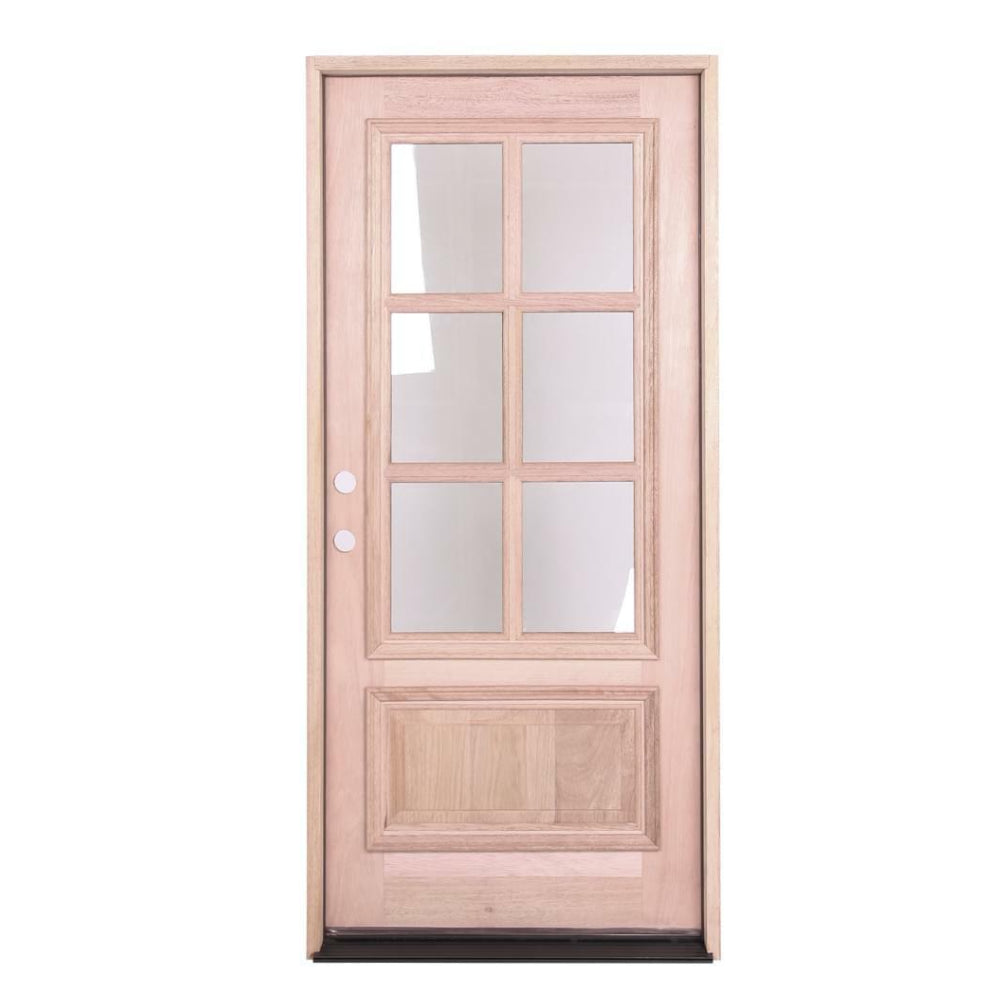 3 ft. x 6 ft. 8 in. Mahogany Prehung Front Door with 6 Lites