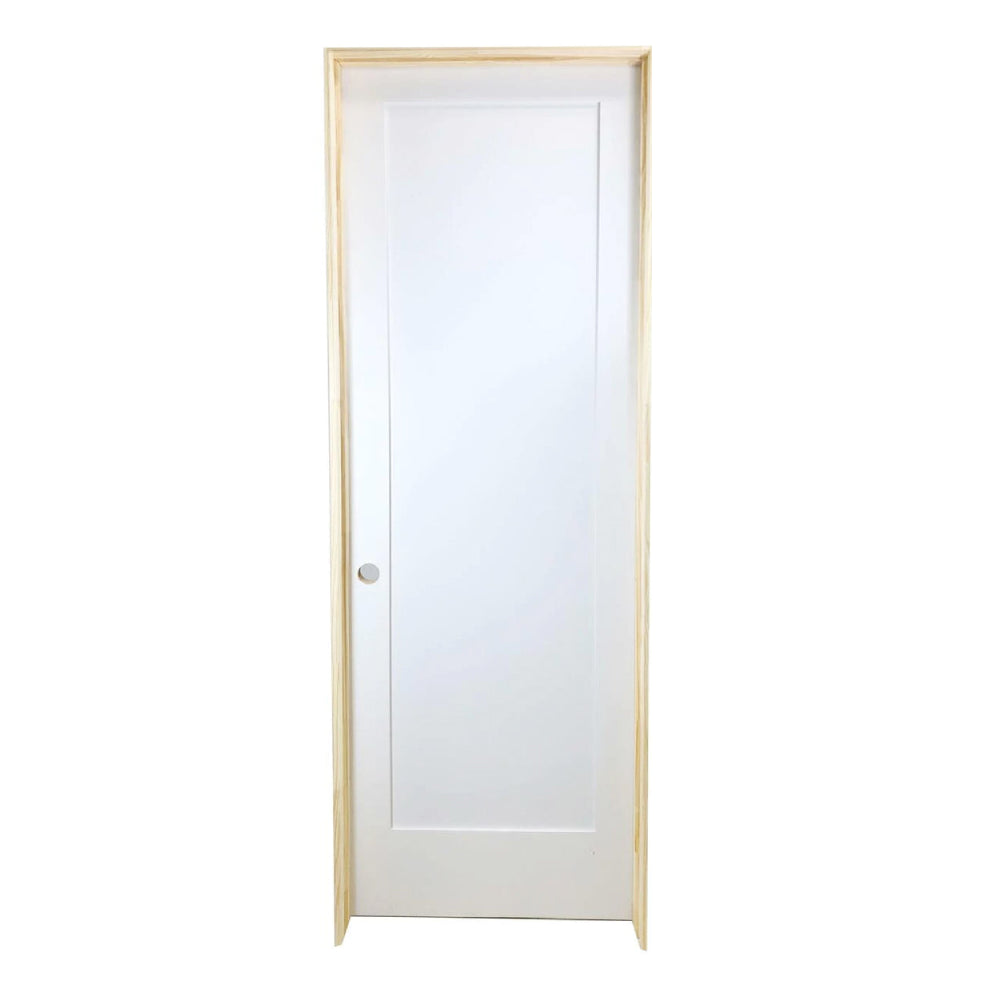 Puerta interior precolgada de MDF con núcleo sólido, imprimada, de 1 panel, color blanco, estilo Shaker, de 2/4 x 6/8