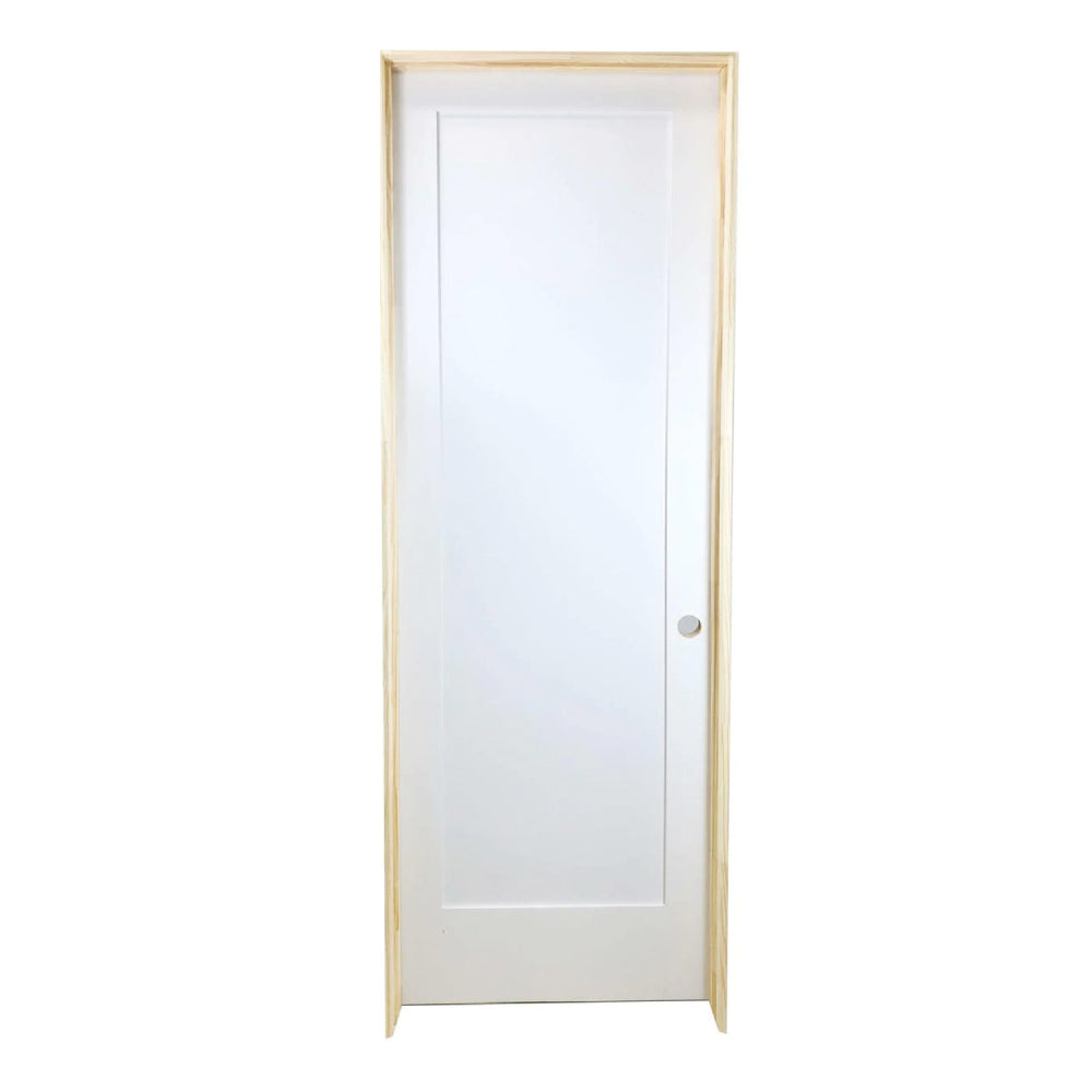 2/4 x 6/8 White 1-Panel Shaker Solid Core Primed MDF Prehung Interior Door