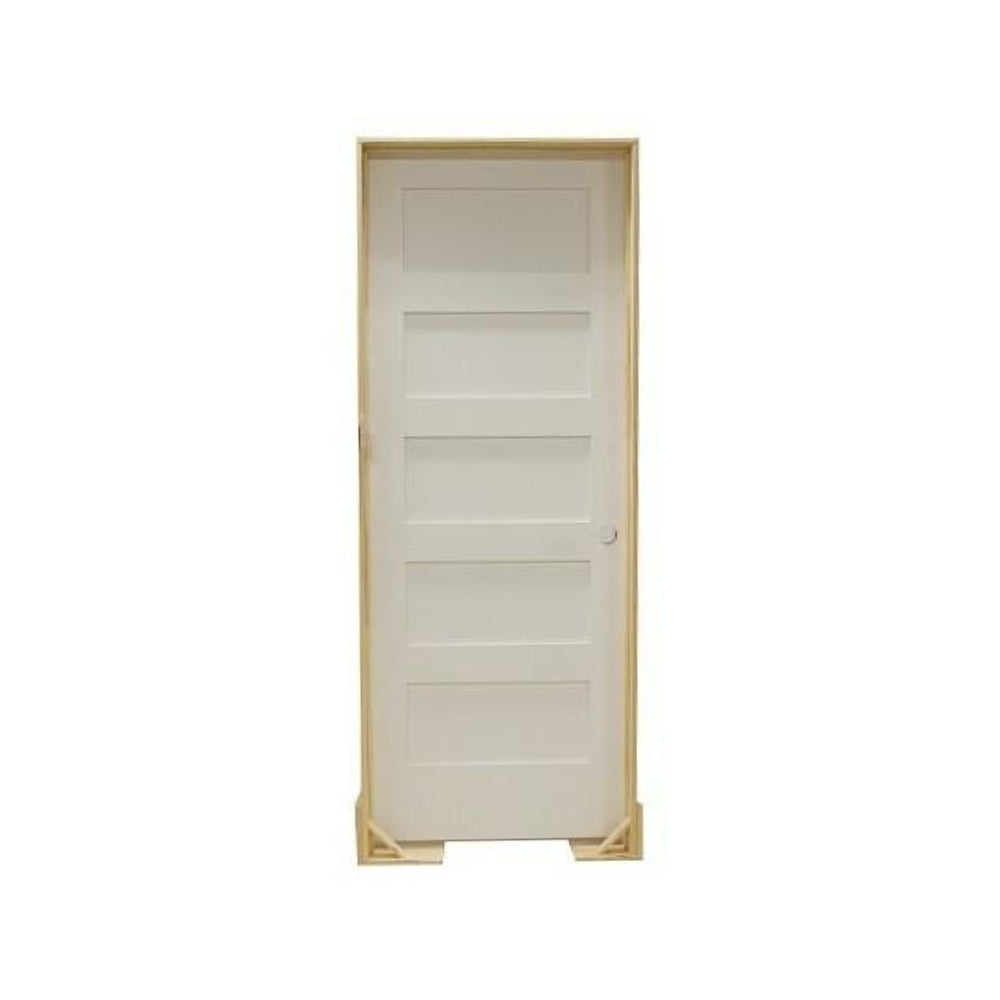 2/4 x 8 ft. Shaker 5-Panel Solid Core Primed MDF Prehung Interior Door