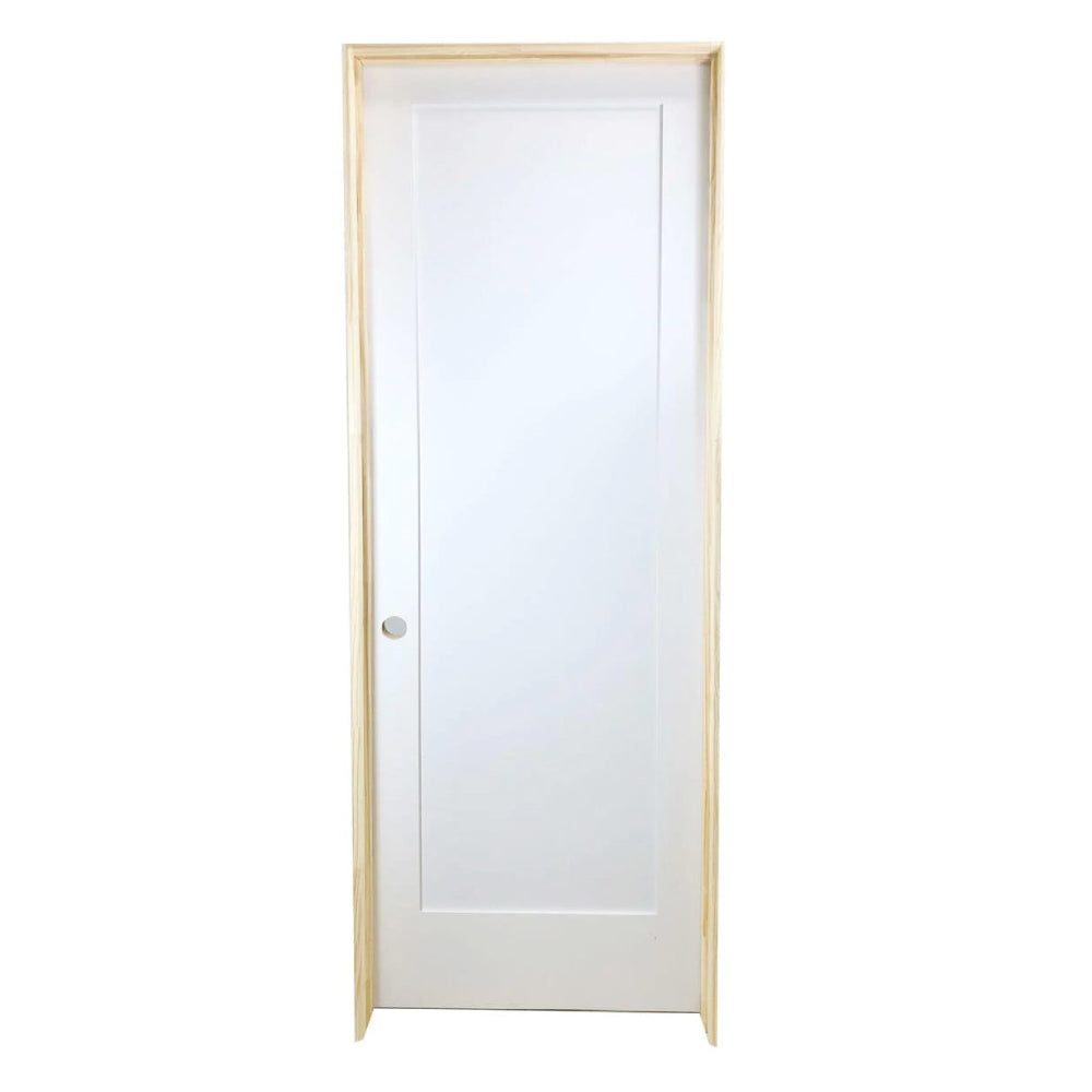 Puerta interior precolgada de MDF con núcleo sólido, imprimada, de 1 panel, color blanco, estilo Shaker, de 2/6 x 6/8