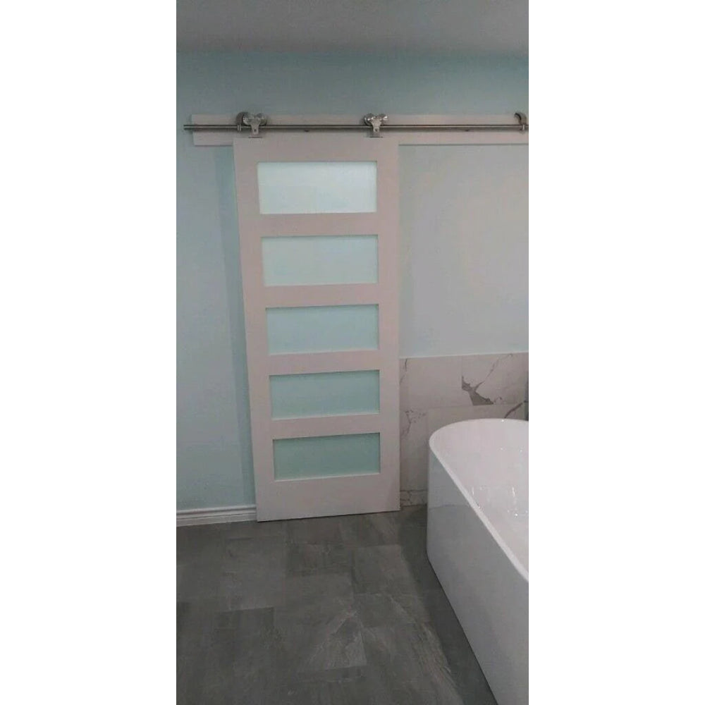 Shaker 5-Lite Frosted Glass Solid Core Primed MDF Interior Door Slab