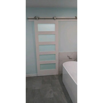 Placa para puerta interior de MDF con imprimación de núcleo sólido de vidrio esmerilado Shaker de 5 niveles