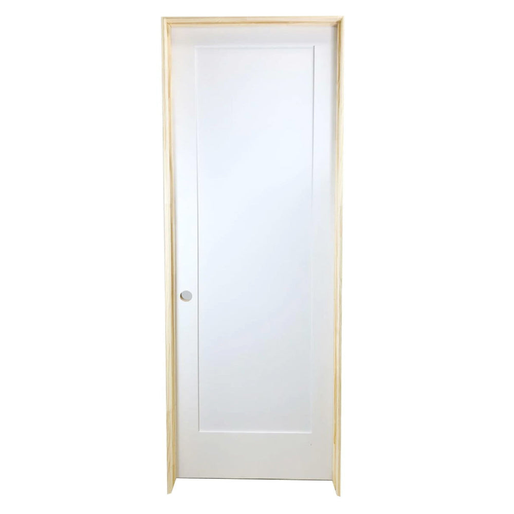 Puerta interior precolgada de MDF con núcleo sólido, imprimada, de 1 panel, color blanco, estilo Shaker, de 2/8 x 6/8