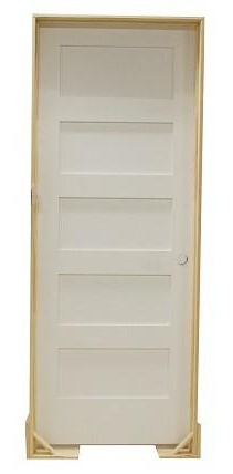 30 in. x 6 ft. 8 in. Shaker 5-Panel Solid Core Primed MDF Prehung Interior Door