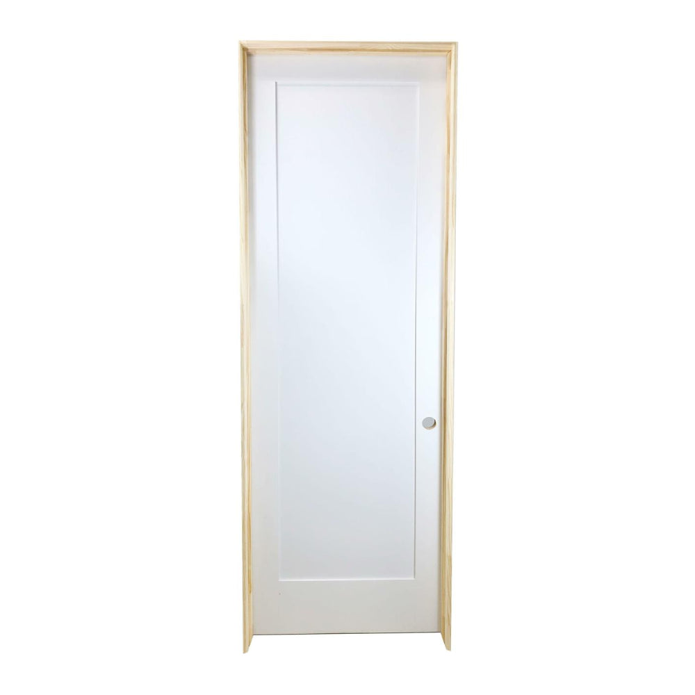 30 in. x 8 ft. White 1-Panel Shaker Solid Core Primed MDF Prehung Interior Door