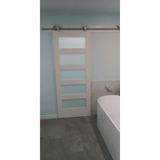 30 in x 80 in Shaker 5-Lite Frost Solid Core Primed MDF Interior Door Slab