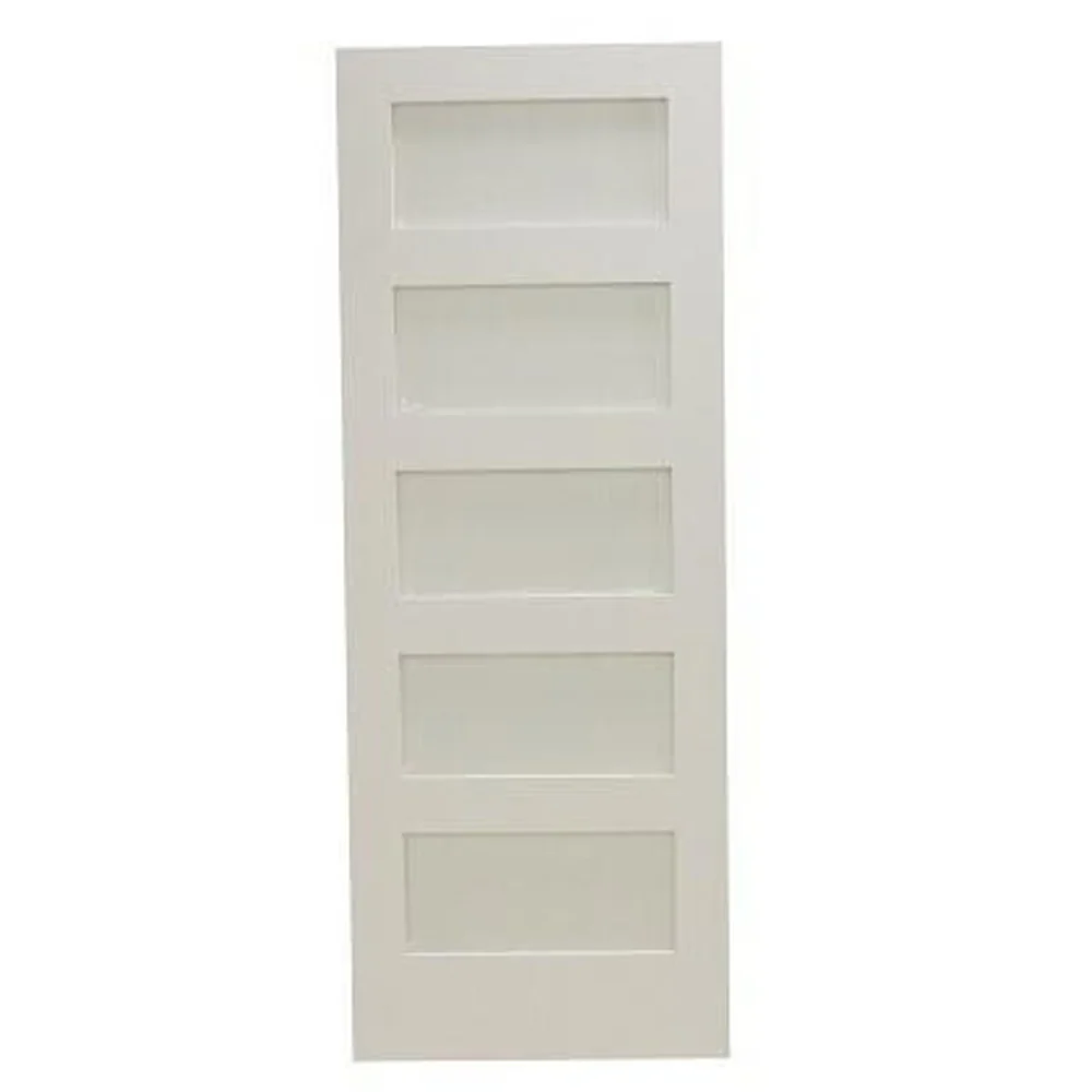 30 in x 80 in Shaker 5-Lite Frost Solid Core Primed MDF Interior Door Slab