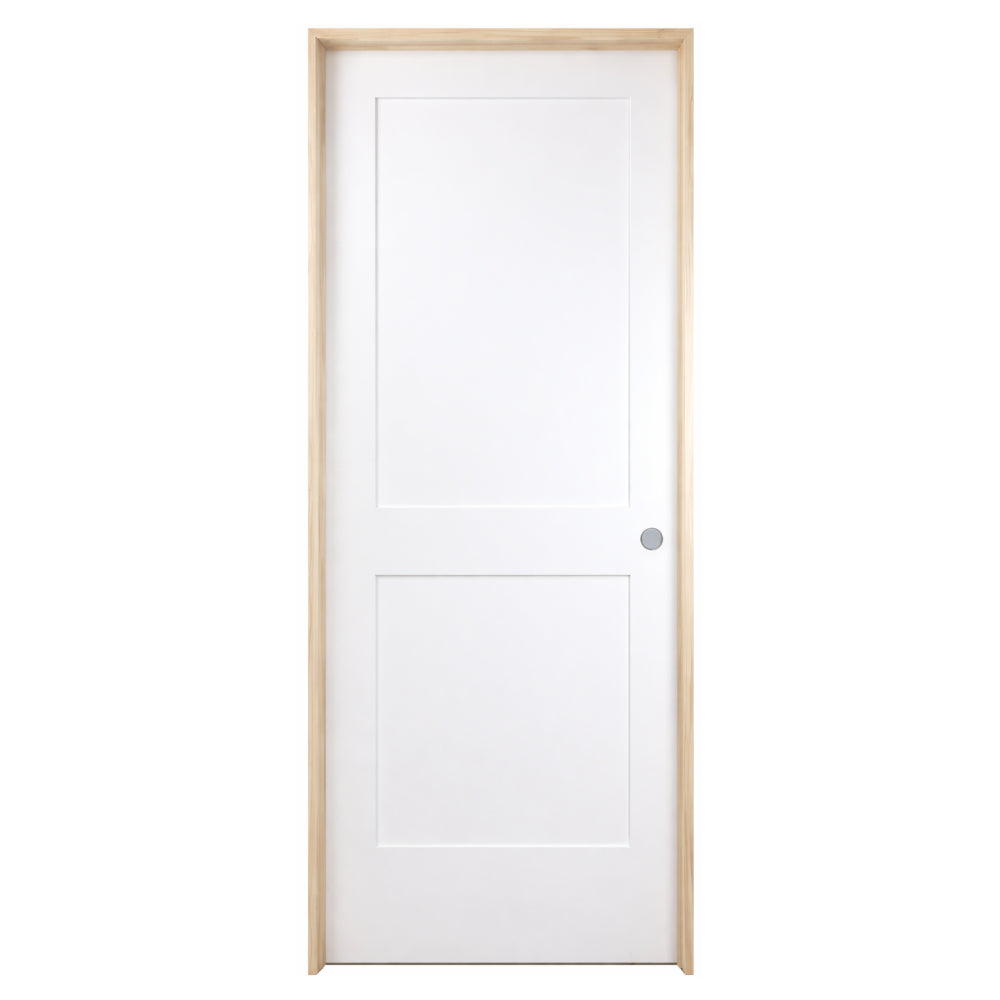 30 in. x 6 ft. 8 in. White 2-Panel Shaker Solid Core Primed MDF Prehung Interior Door