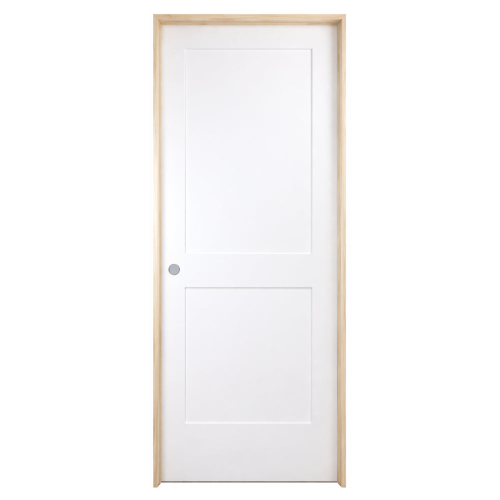 30 in. x 6 ft. 8 in. White 2-Panel Shaker Solid Core Primed MDF Prehung Interior Door