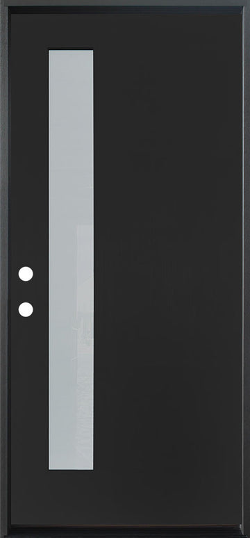 3/0x6/8 Single Prehung Fiberglass Door in Black with 1 Lite