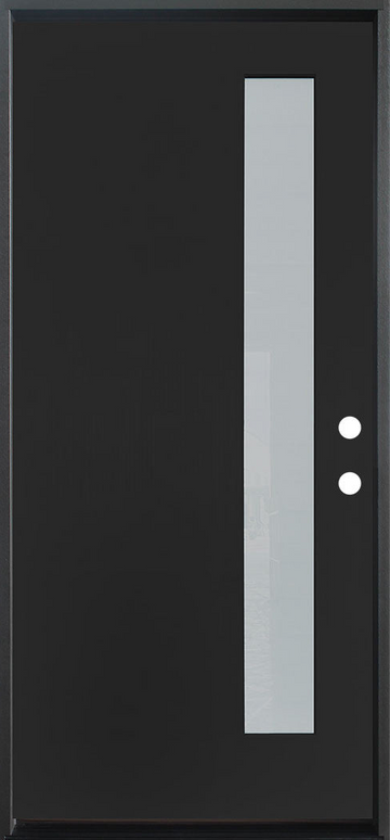 3/0x6/8 Single Prehung Fiberglass Door in Black with 1 Lite