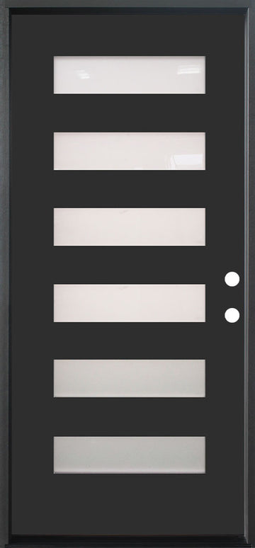 3/0x6/8 Single Prehung Fiberglass Door in Black with 6 Lites