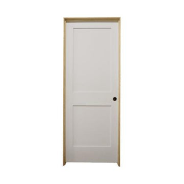 Puerta interior precolgada de MDF con imprimación sólida, de 2 paneles, color blanco, de 32 x 6 pies 8 pulgadas