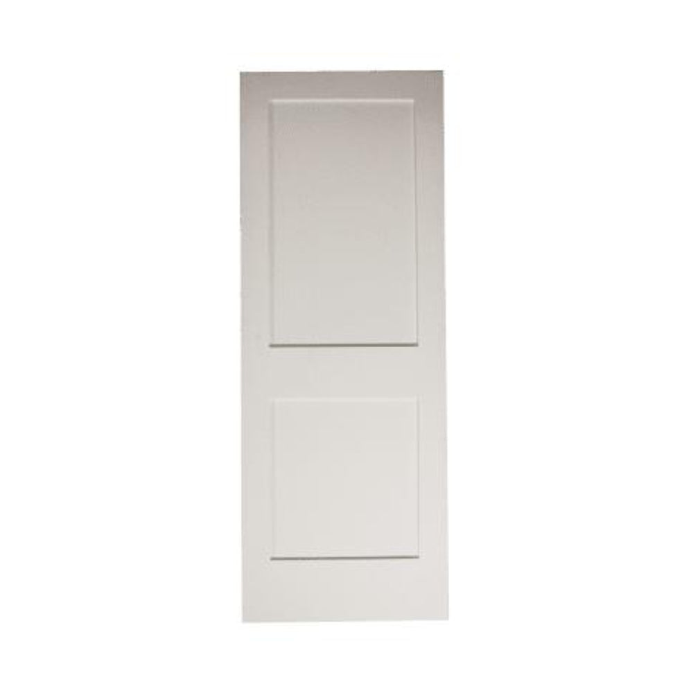 32 in. x 6 ft. 8 in. White Shaker 2-Panel Solid Core Primed MDF Interior Door Slab