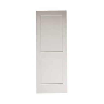 Losa para puerta interior de MDF con imprimación de núcleo sólido de 2 paneles, estilo Shaker blanco, de 32 in x 6 ft 8 in
