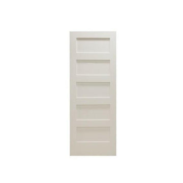 Losa para puerta interior de MDF con imprimación de núcleo sólido de 5 paneles Shaker de 32 in x 8 ft