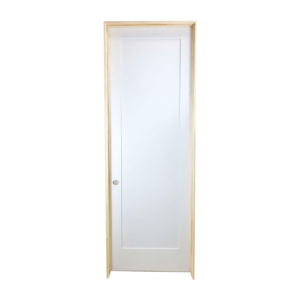32 in. x 8 ft. White 1-Panel Shaker Solid Core Primed MDF Prehung Interior Door