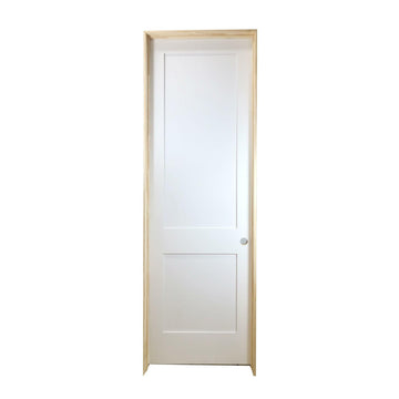 Puerta interior precolgada de MDF con imprimación sólida, de 2 paneles, color blanco, de 32 in x 8 ft