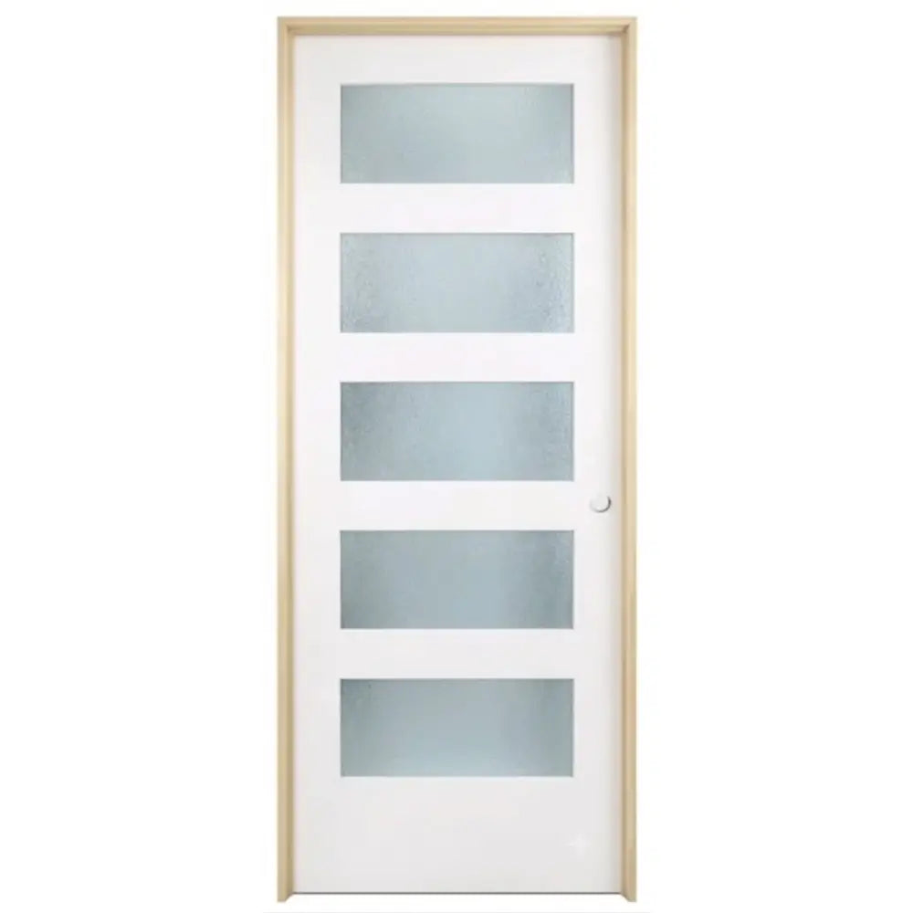 32 in x 80 in Shaker 5 Lite Solid Core Primed MDF Prehung Interior Door
