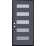 36 in. x 80 in. 6-Lite Shaker Acid Etch Painted Gray Prehung Fiberglass Exterior Door with Brickmold - Right-Handed
