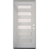 36 in. x 80 in. 6-Lite Shaker Acid Etch Unfinished White Prehung Fiberglass Exterior Door - Left-Handed - Exterior Doors