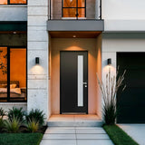 36 in. x 96 in. 1 Lite Acid Etch Prehung Fiberglass Exterior Door with Brickmold Painted Black Exterior Doors