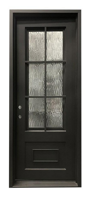 3 ft. x 8 ft. 6 Lite Exterior Wrought Iron Prehung Door