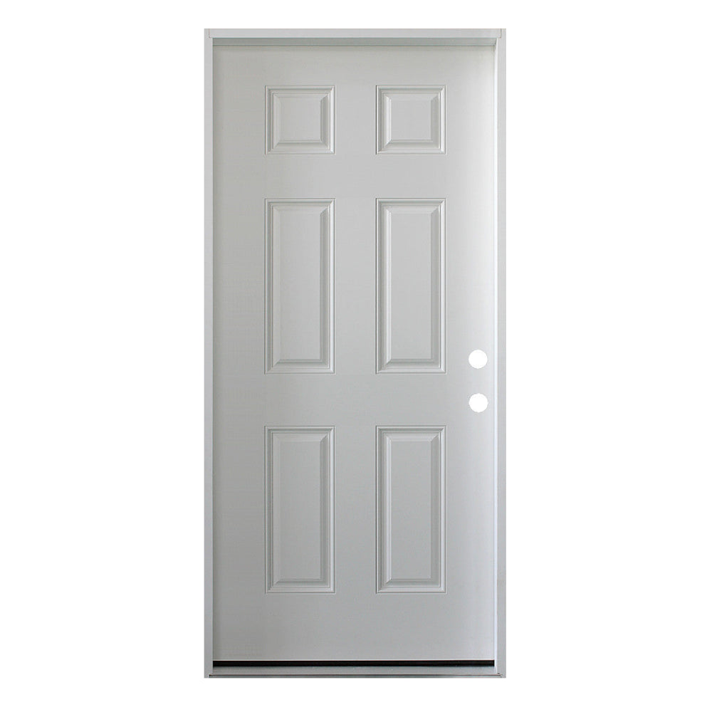 Puerta interior precolgada simple de 36 pulg. x 79 pulg. con 6 paneles, imprimada, con clasificación de resistencia al fuego de 20 min., para uso en garaje